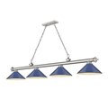 Z-Lite Cordon 4 Light Billiard, Brushed Nickel & Navy Blue 2306-4BN-MNB